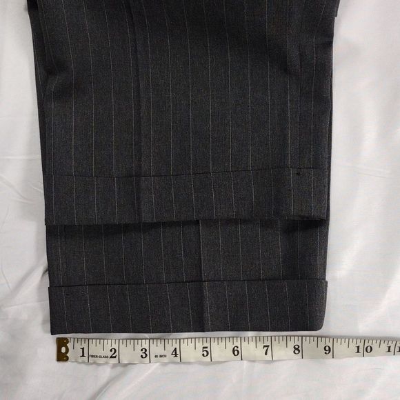 Lauren Ralph Lauren Smoke Gray Wool Total Comfort Pleated Pin Stripe Slacks - Picture 7 of 14